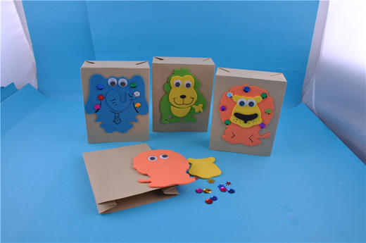 幼儿园课堂手工DIY动物纸袋牛皮手偶材料包 商品图1