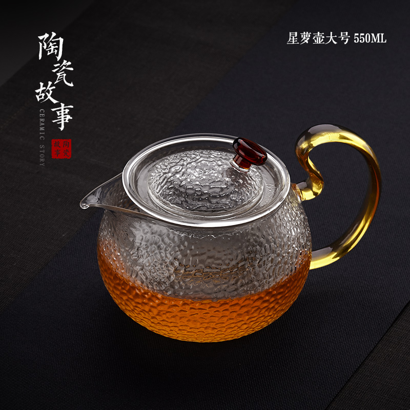 茶壶-泡茶壶-玻璃加厚锤纹星罗壶2款