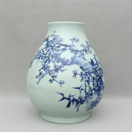 陆如作品 四君子之梅青花福桶 商品图0