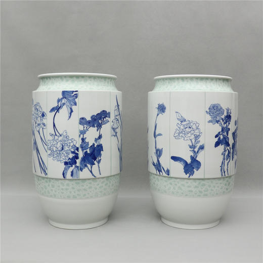 奥运之花青花瓶一对 商品图0