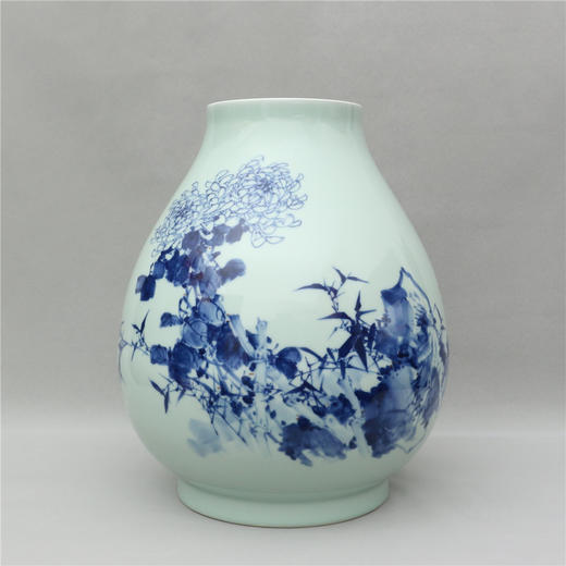 陆如作品 四君子之菊青花福桶 商品图0