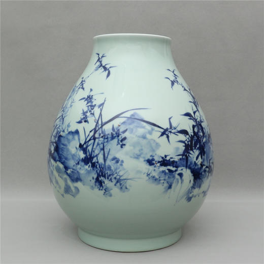 陆如作品 四君子之兰青花福桶 商品图0