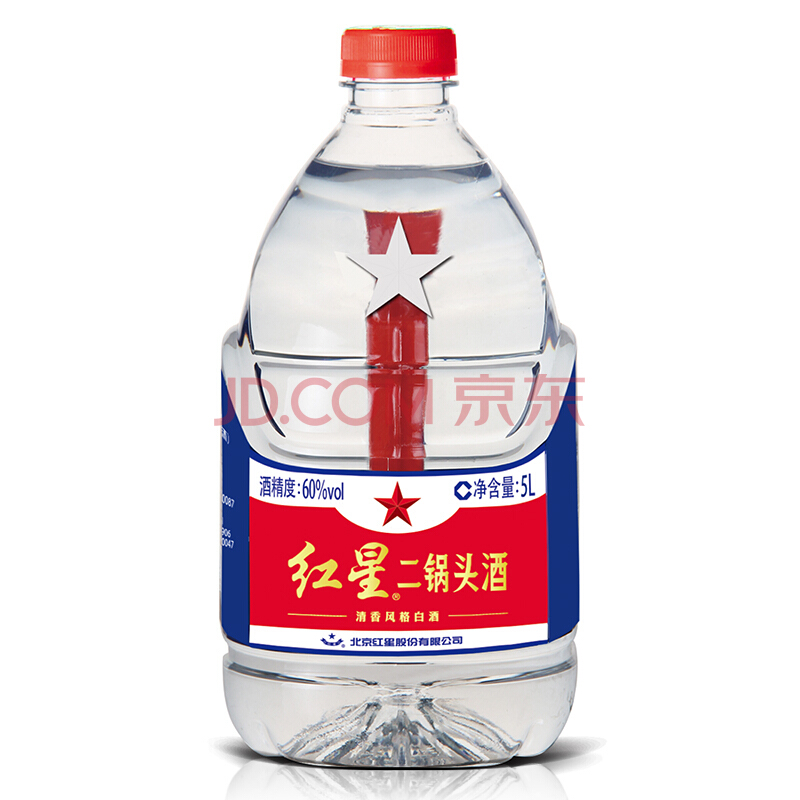 红星 白酒 二锅头 清香型 60度 5l*4桶 整箱装