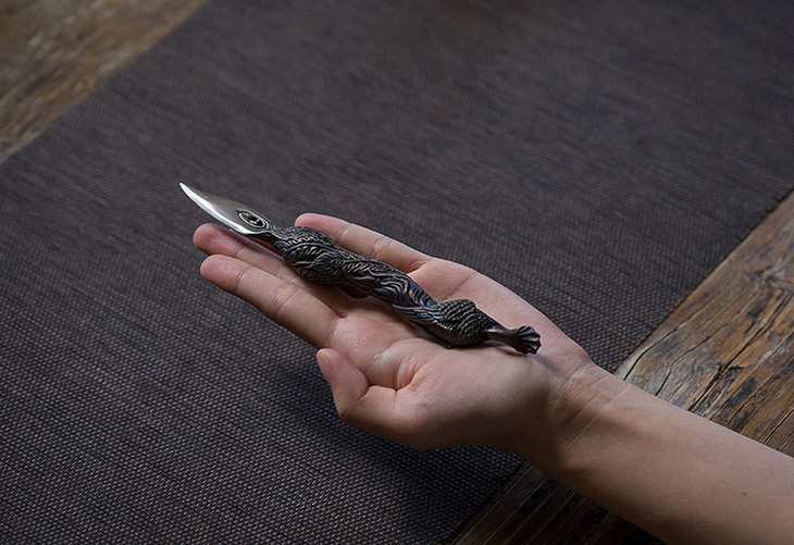茶香记 孔雀茶刀 小马哥出品 手工铸造 江苏 不锈钢 普洱茶刀