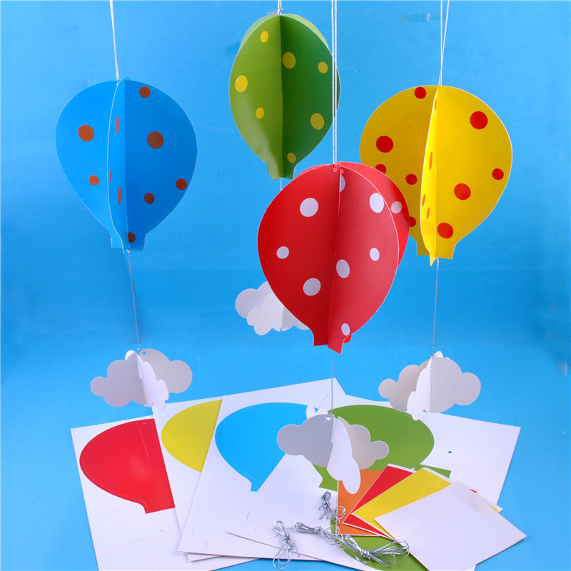 幼儿园课堂手工diy创意手工,云朵中的热气球材料包