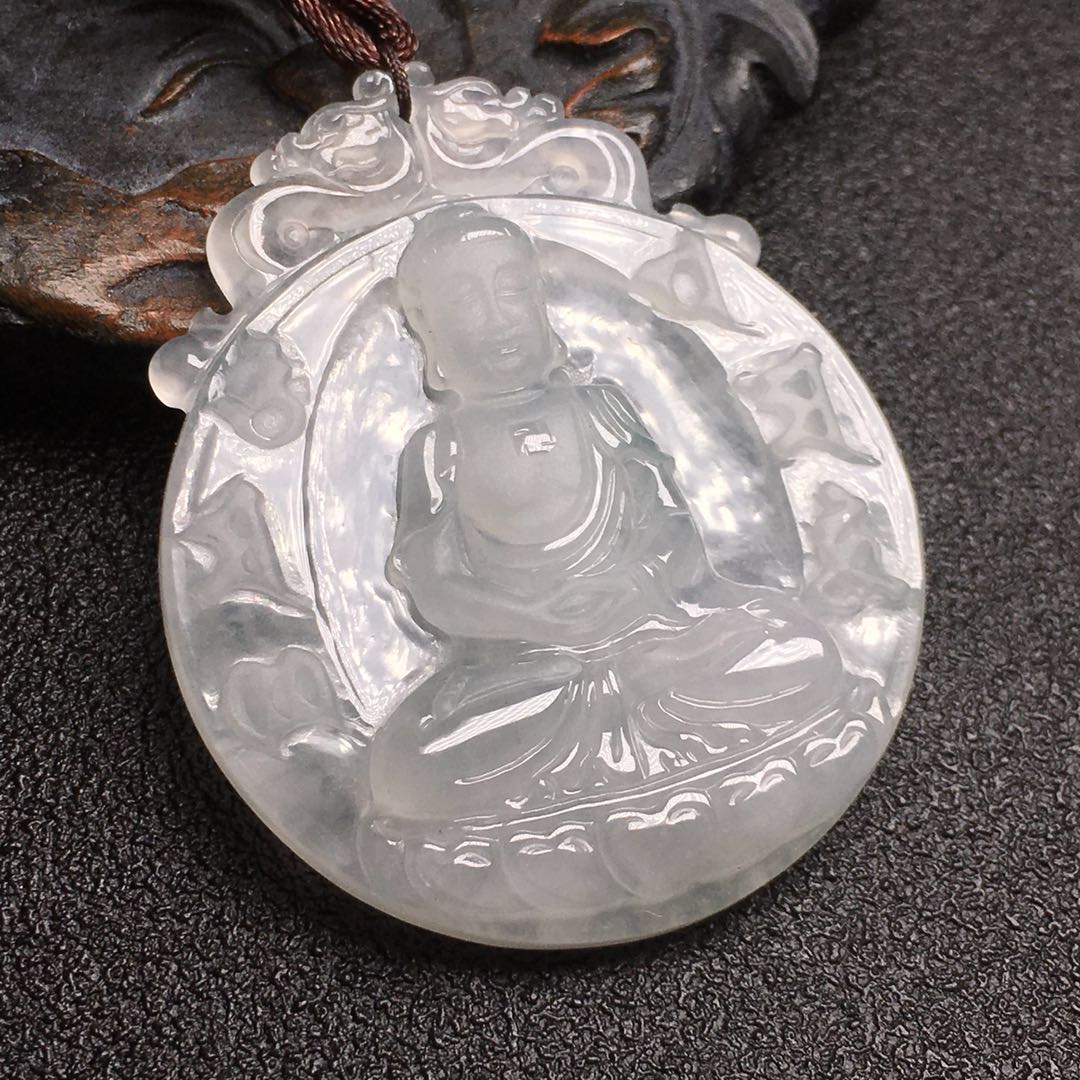 【d60822】翡翠冰糯种阿弥陀佛