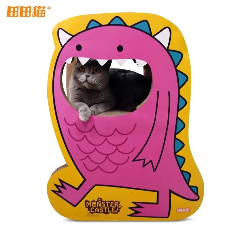 田田猫可爱大嘴怪兽双层立体瓦楞纸猫房子猫帐篷猫抓板猫窝包邮