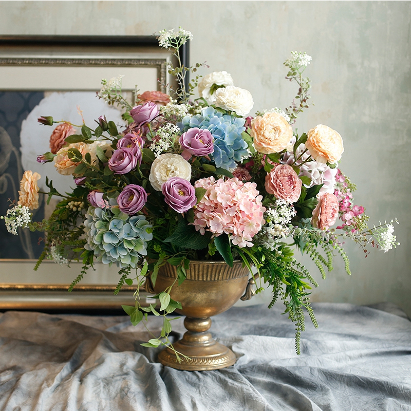 原野欧式自然风花艺高档落地花瓶仿真花假花装饰混搭客厅花艺摆件