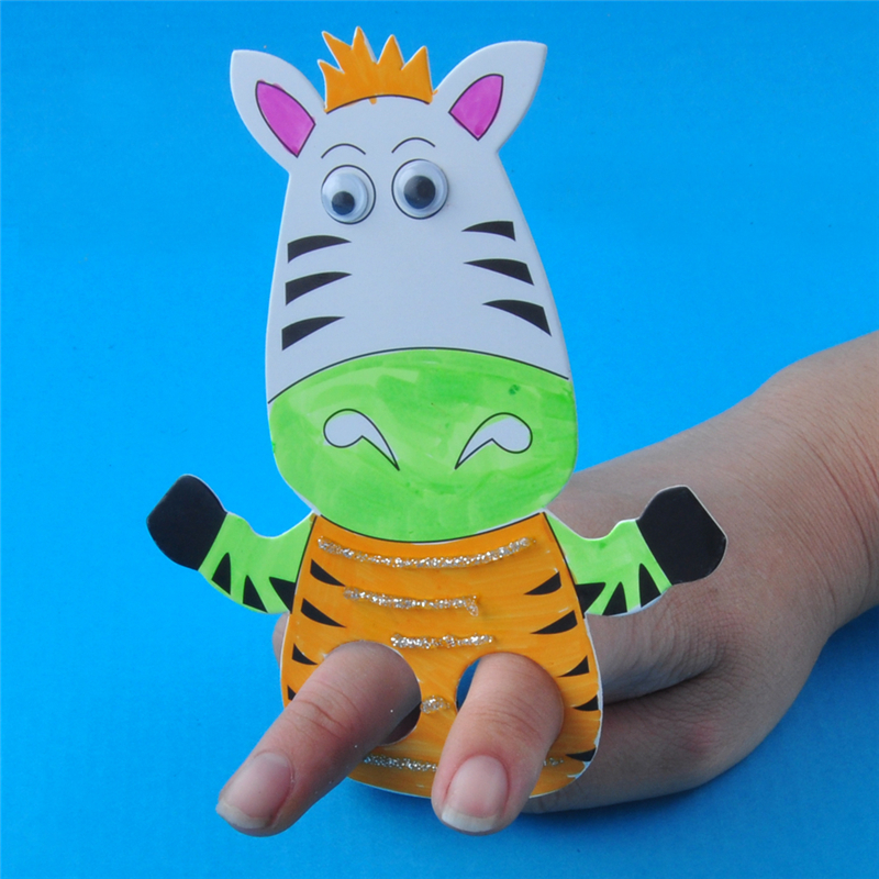 幼儿园课堂手工diy创意手工,动物手指偶材料包
