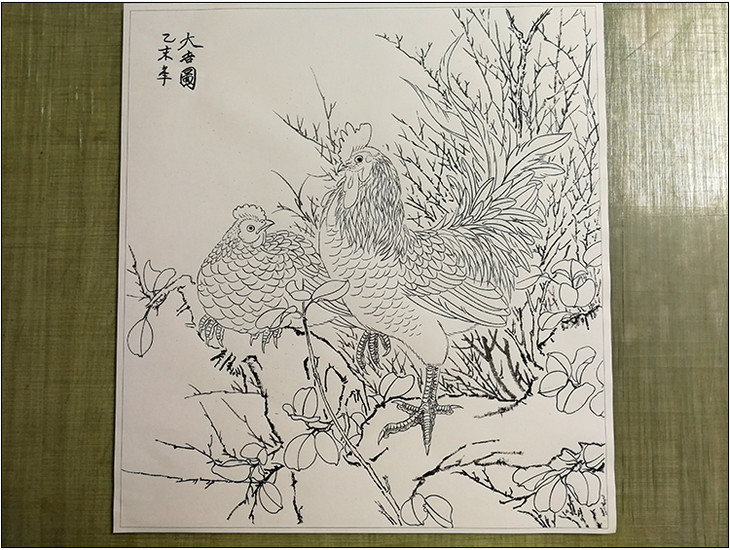 df34 工笔画斗方白描底稿 国画花鸟临摹勾线实物打印