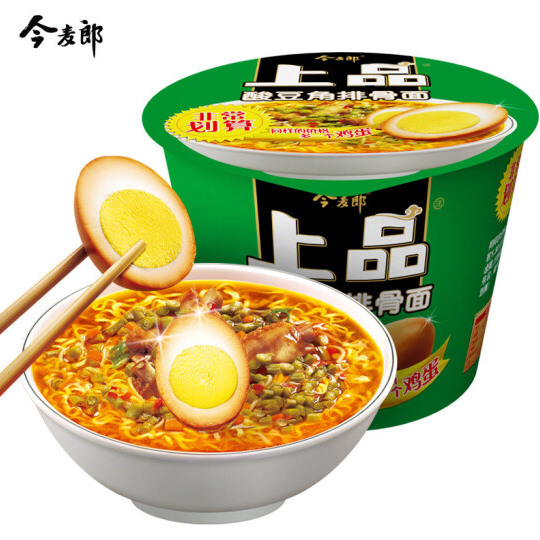 今麦郎 上品 酸豆角排骨面 卤蛋方便面速食泡面146克