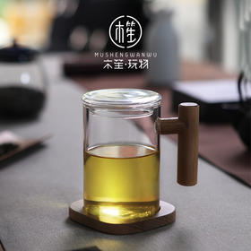 【香茶需好器，好器衬香茶】创意木盖高硼硅玻璃泡茶杯，透明品茗花茶杯