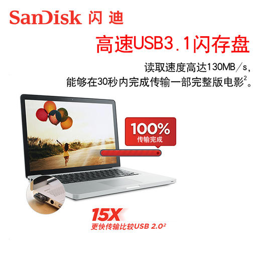 闪迪U盘64g闪存盘高速usb3.1酷豆迷你车载电脑优盘 商品图2