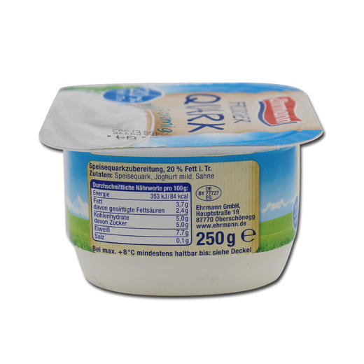 爱尔曼原味夸克奶酪甜点 12*250g 箱装 德国进口 商品图4