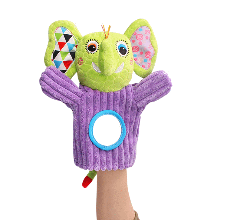 jollybaby立体动物游戏安抚手偶内置小铃铛哈哈镜0岁