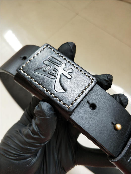 武字腰带    武术搏击文化头层牛皮腰带 商品图0