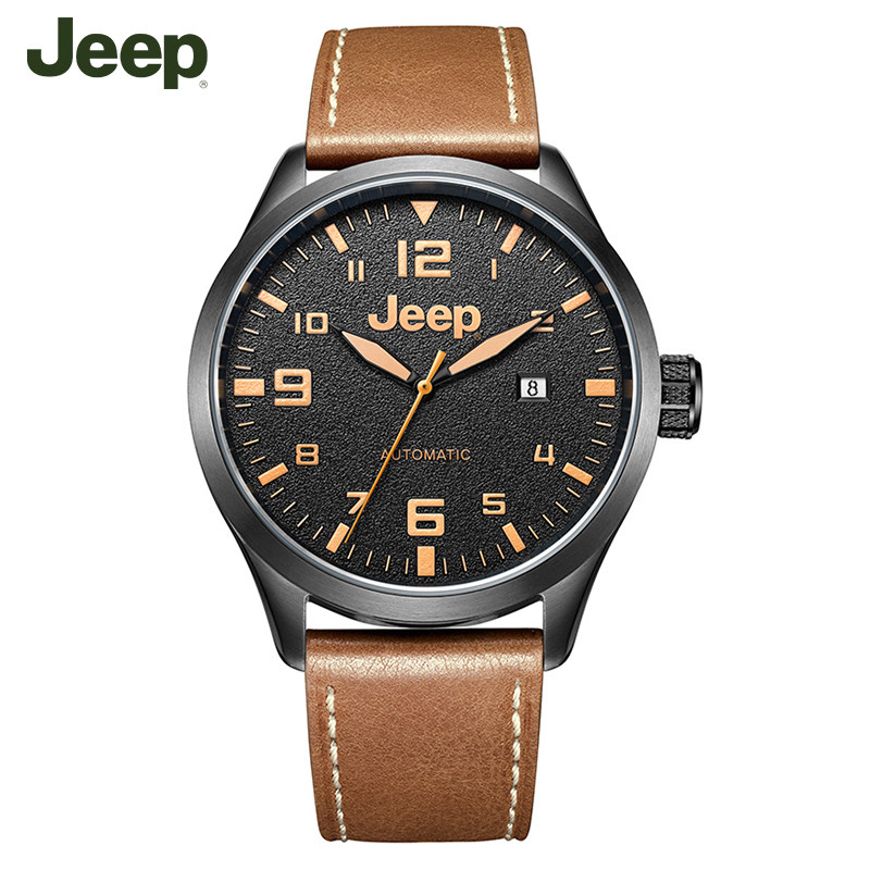 吉普jeep手表指南者系列机械表商务男表皮带全自动男士腕表日历防水