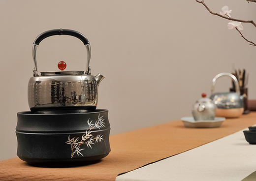 【云山】煮茶壶 316不锈钢烧水壶煮茶器具 红玛瑙心经不锈钢壶 商品图2