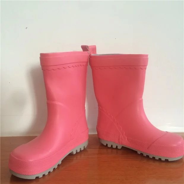 原装新款纯色粉色花边柔软雨鞋儿童时尚雨靴防滑天然