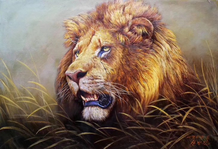 朝鲜油画:狮子