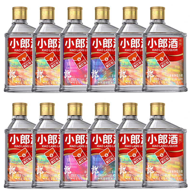 郎酒 小郎酒 炫彩小瓶 45度 浓酱兼香型100ml白酒 12瓶