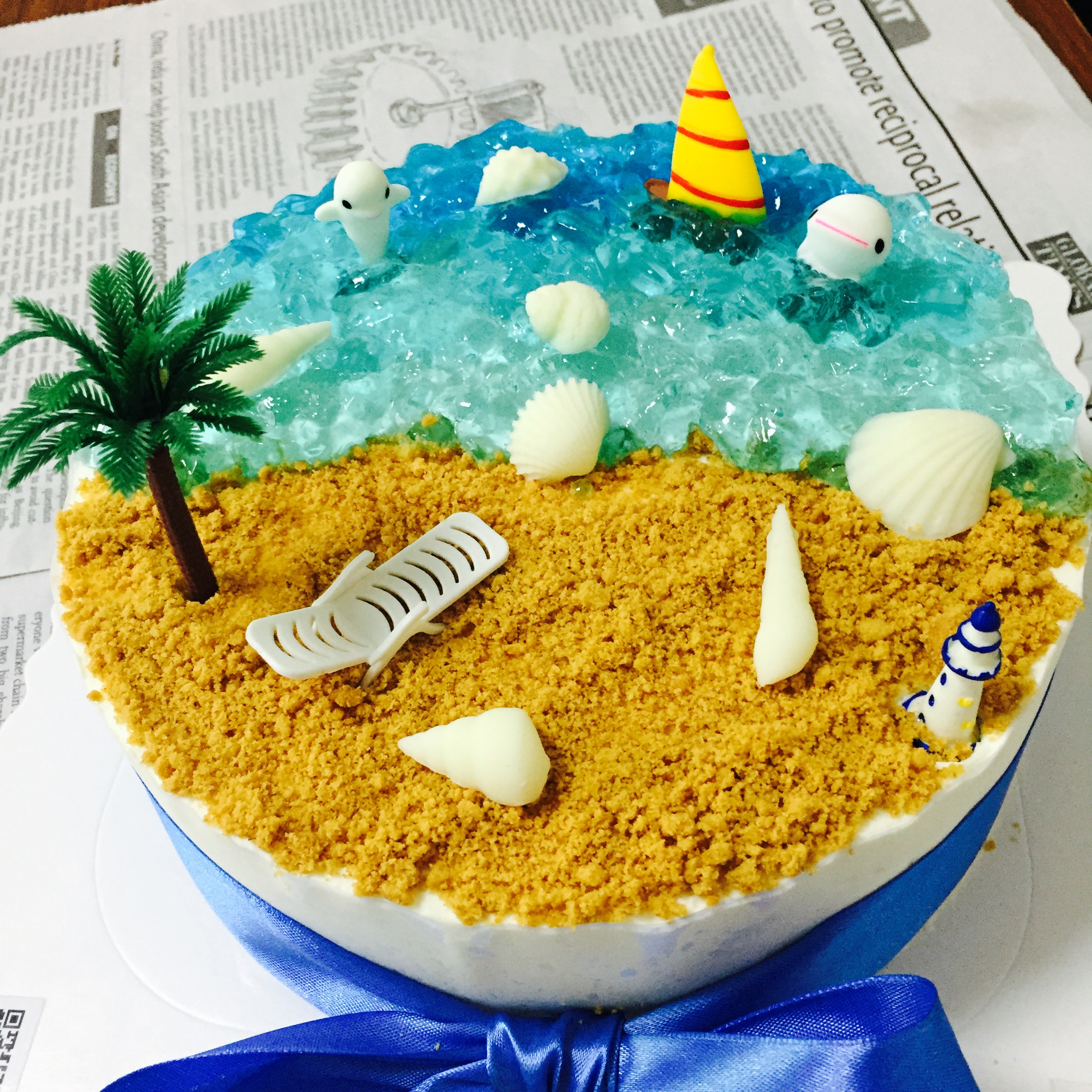 沙滩生日蛋糕沙滩造型蛋糕海洋主题蛋糕广州同城