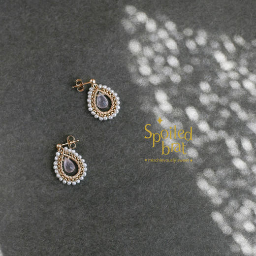 SpoiledBart Jewelry 天然粉晶珍珠戏剧系列耳钉 商品图2