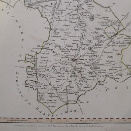 1787年手工上色英国剑桥老地图 商品图1