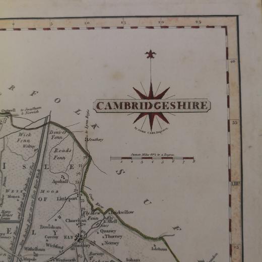 1787年手工上色英国剑桥老地图 商品图2