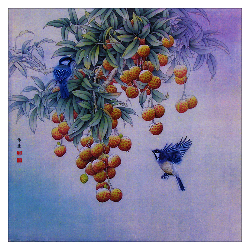 df169工笔画荔枝白描底稿国画花鸟小品线描稿临摹透稿