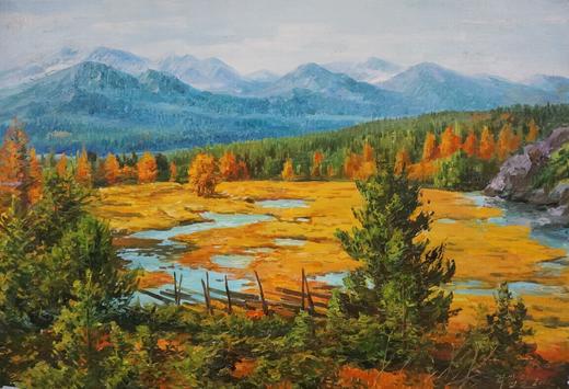 李甲日-风景油画 《金色麦田》   卧室 客厅 餐厅 商品图1