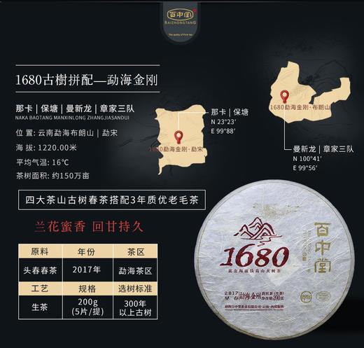 百中堂1680古树拼配—勐海金刚（2017年生茶） 商品图2