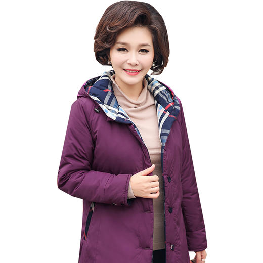迪葵纳冬装新款中老年女装中年妈妈装中长款修身外套WD5848轩1101 商品图1