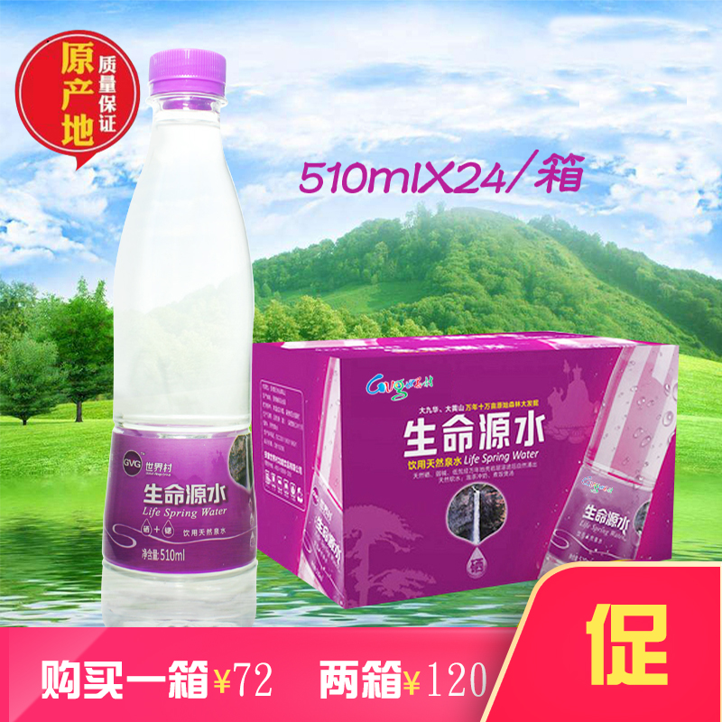 富硒矿泉水天然含硒 石台世界村生命源水510ml*24瓶