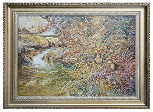 朴贤哲-风景油画 《小河边》   卧室 客厅 餐厅 商品图0
