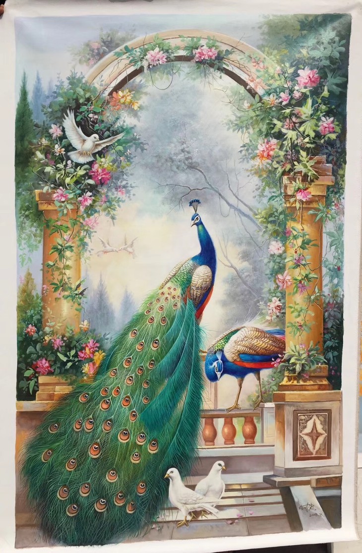 100-160cm 精品油画 孔雀
