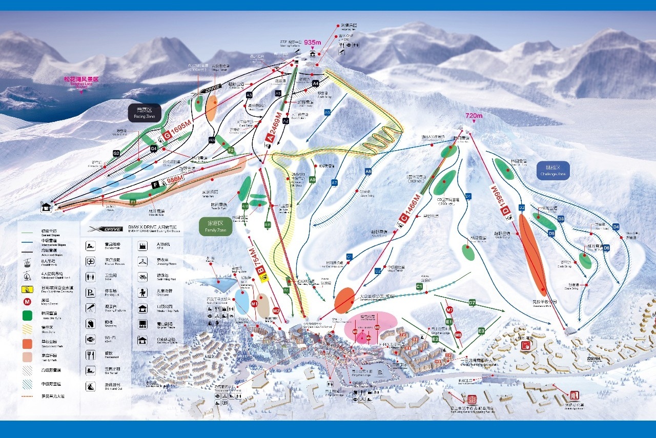 松花湖滑雪场雪道图