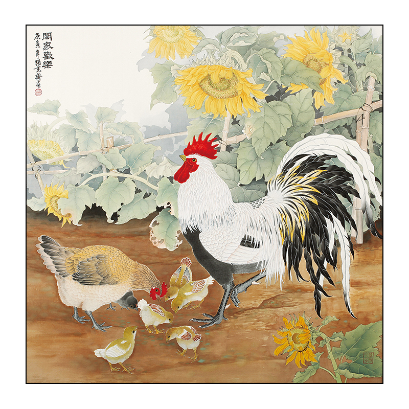 df131工笔画公鸡白描底稿国画花鸟小品线描稿临摹练习