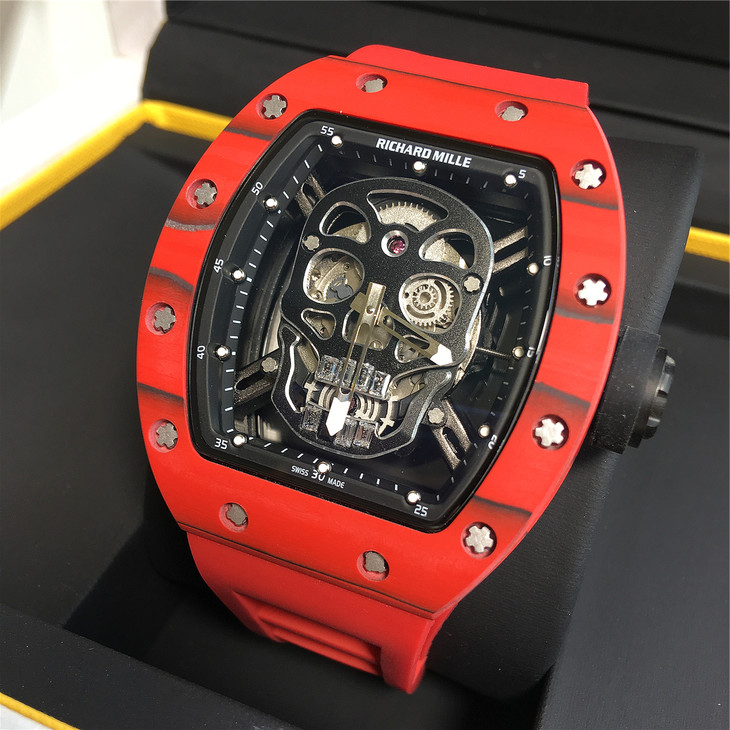 理查德米勒红色骷髅头机械腕表