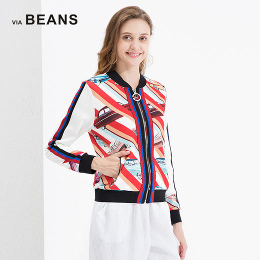 VIA BEANS  立领印花棒球服  8923010008 商品图0