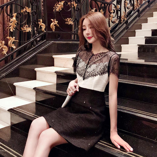2018夏新款洋装小礼服名媛复古显瘦裙子蕾丝imiss连衣裙聚会裙女 商品图1