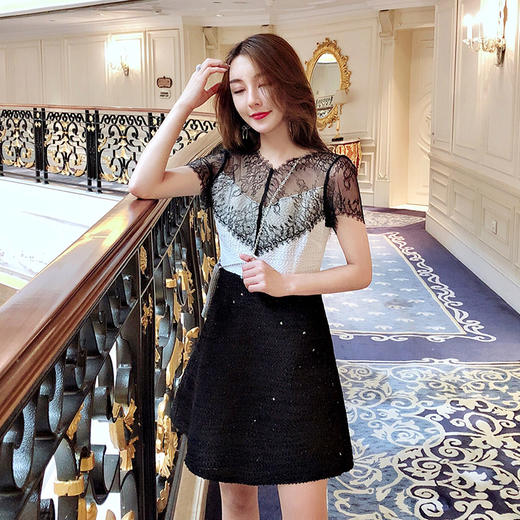 2018夏新款洋装小礼服名媛复古显瘦裙子蕾丝imiss连衣裙聚会裙女 商品图3