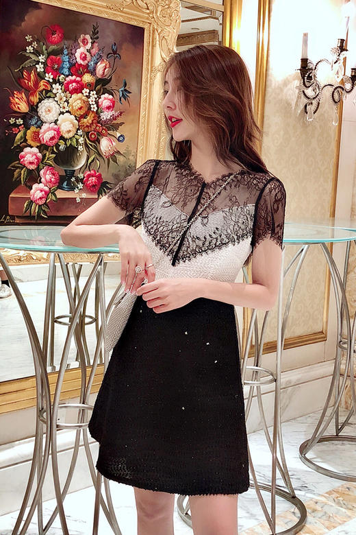 2018夏新款洋装小礼服名媛复古显瘦裙子蕾丝imiss连衣裙聚会裙女 商品图5