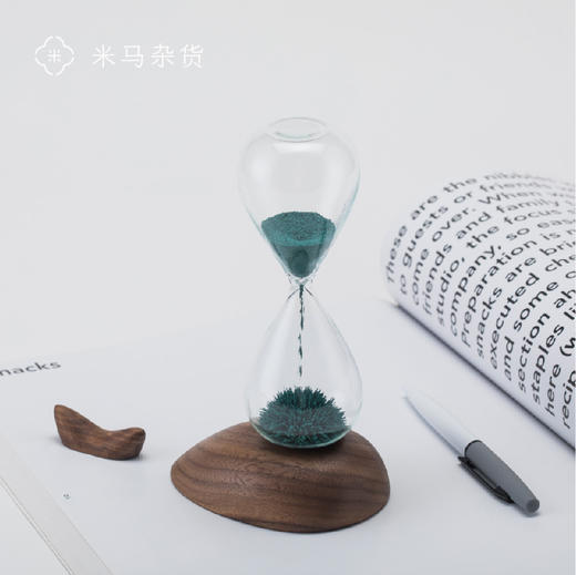 米马杂货 胡桃木底鲸鱼磁力沙漏 时光不可留 珍惜眼前人 工厂直发 商品图1
