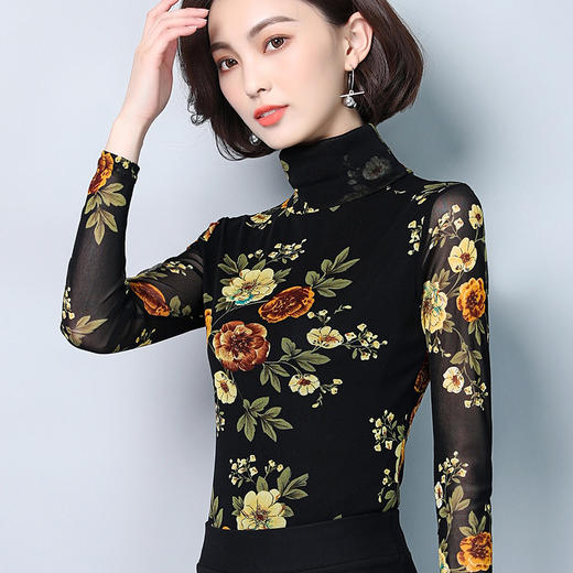 KQL-9358新款印花弹力修身长袖T恤 商品图4