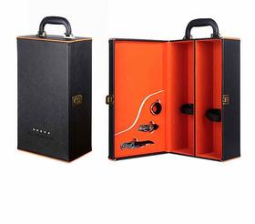 皮盒镶钻带酒具黑橘色（双支）