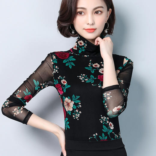 KQL-9358新款印花弹力修身长袖T恤 商品图1