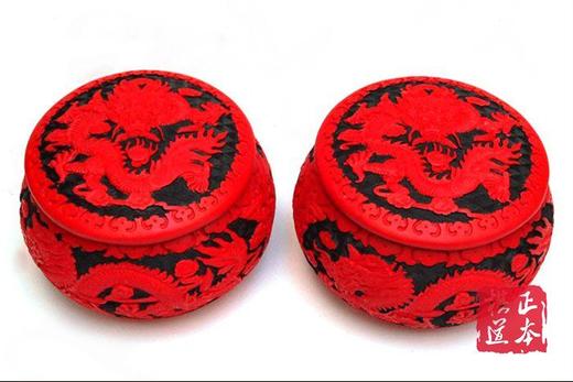 包邮 漆器工艺 漆雕围棋罐  精品雕漆围棋盒  图案是双龙 棋罐 商品图1