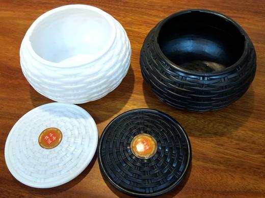 黑白色仿竹编带扣空围棋罐 一对！ 商品图1