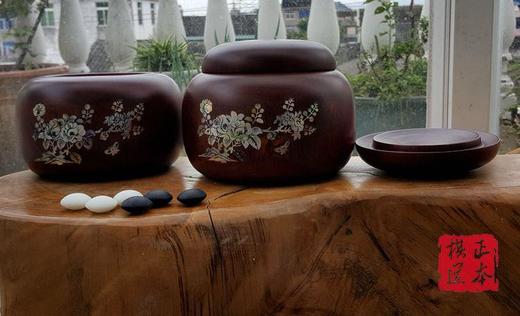 包邮 中号 草花梨木镶贝围棋罐  棋罐 商品图4